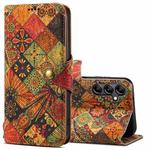 For Samsung Galaxy S24+ 5G Denior Flower Language Series Cork Fabric Oil Edge Leather Phone Case(Autumn)