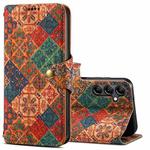 For Samsung Galaxy S24+ 5G Denior Flower Language Series Cork Fabric Oil Edge Leather Phone Case(Winter)