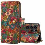 For Samsung Galaxy S24 Ultra 5G Denior Flower Language Series Cork Fabric Oil Edge Leather Phone Case(Spring)