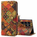 For Samsung Galaxy S24 Ultra 5G Denior Flower Language Series Cork Fabric Oil Edge Leather Phone Case(Autumn)