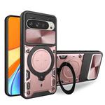 For Google Pixel 9 / 9 Pro CD Texture Sliding Camshield Magnetic Holder Phone Case(Pink)