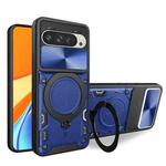 For Google Pixel 9 / 9 Pro CD Texture Sliding Camshield Magnetic Holder Phone Case(Blue)