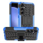 For Samsung Galaxy S23 FE 5G Tire Texture TPU + PC Phone Case with Holder(Blue)