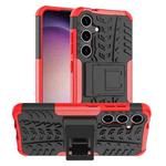 For Samsung Galaxy S24 5G Tire Texture TPU + PC Phone Case with Holder(Red)