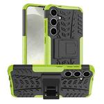 For Samsung Galaxy S24+ Tire Texture TPU + PC Phone Case with Holder(Green)