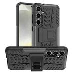 For Samsung Galaxy S24+ Tire Texture TPU + PC Phone Case with Holder(Black)