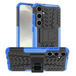 For Samsung Galaxy S24+ Tire Texture TPU + PC Phone Case with Holder(Blue)