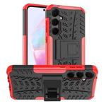 For Samsung Galaxy A35 5G Tire Texture TPU + PC Phone Case with Holder(Red)