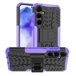 For Samsung Galaxy A55 Tire Texture TPU + PC Phone Case with Holder(Purple)