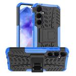 For Samsung Galaxy A55 Tire Texture TPU + PC Phone Case with Holder(Blue)