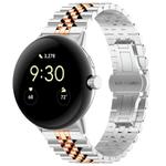 For Google Pixel Watch 2 / Pixel Watch Seven Beads Stainless Steel Metal Watch Band(Silver Rose Gold)