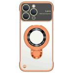 For iPhone 12 Pro Max Frameless MagSafe Magnetic Holder Phone Case(Orange)