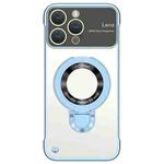 For iPhone 12 Pro Max Frameless MagSafe Magnetic Holder Phone Case(Blue)