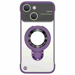 For iPhone 13 Frameless MagSafe Magnetic Holder Phone Case(Purple)