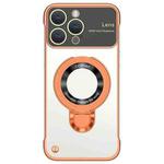 For iPhone 13 Pro Max Frameless MagSafe Magnetic Holder Phone Case(Orange)