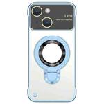 For iPhone 14 Frameless MagSafe Magnetic Holder Phone Case(Blue)