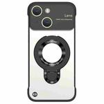 For iPhone 14 Plus Frameless MagSafe Magnetic Holder Phone Case(Black)