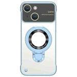 For iPhone 14 Plus Frameless MagSafe Magnetic Holder Phone Case(Blue)
