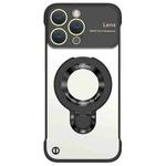 For iPhone 14 Pro Max Frameless MagSafe Magnetic Holder Phone Case(Black)
