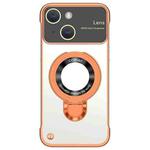 For iPhone 15 Plus Frameless MagSafe Magnetic Holder Phone Case(Orange)