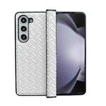 For Samsung Galaxy Z Fold5 Three-piece Set Woven Texture Folding PU Phone Case(White)