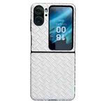 For OPPO Find N2 Flip Woven Texture Folding PU Phone Case(White)