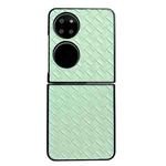 For Huawei P50 Woven Texture Folding PU Phone Case(Green)