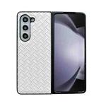 For Samsung Galaxy Z Fold5 Woven Texture Folding PU Phone Case(White)