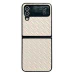 For Samsung Galaxy Z Flip4 Woven Texture Folding PU Phone Case(Gold)