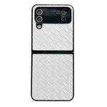 For Samsung Galaxy Z Flip4 Woven Texture Folding PU Phone Case(White)