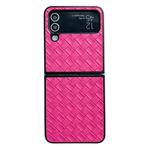 For Samsung Galaxy Z Flip4 Woven Texture Folding PU Phone Case(Rose Red)