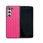 For Samsung Galaxy Z Fold Special Woven Texture Folding PU Phone Case(Rose Red)