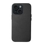 For iPhone 15 Plus Lamb Grain PU Back Cover Phone Case(Black)