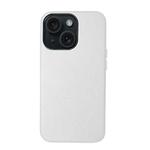 For iPhone 15 Plus Lamb Grain PU Back Cover Phone Case(White)