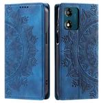 For Motorola Moto E13 Totem Embossed Magnetic Leather Phone Case(Blue)