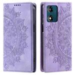 For Motorola Moto E13 Totem Embossed Magnetic Leather Phone Case(Purple)