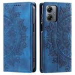 For Motorola Moto G14 Totem Embossed Magnetic Leather Phone Case(Blue)