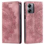 For Motorola Moto G14 Totem Embossed Magnetic Leather Phone Case(Rose Gold)