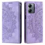 For Motorola Moto G14 Totem Embossed Magnetic Leather Phone Case(Purple)