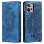 For Motorola Moto G32 Totem Embossed Magnetic Leather Phone Case(Blue)