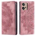 For Motorola Moto G32 Totem Embossed Magnetic Leather Phone Case(Rose Gold)