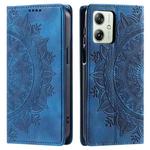 For Motorola Moto G54 Totem Embossed Magnetic Leather Phone Case(Blue)