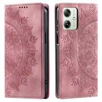 For Motorola Moto G54 Totem Embossed Magnetic Leather Phone Case(Rose Gold)