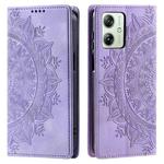 For Motorola Moto G54 Totem Embossed Magnetic Leather Phone Case(Purple)