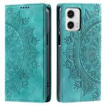 For Motorola Moto G73 Totem Embossed Magnetic Leather Phone Case(Green)