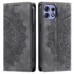 For Motorola Edge 50 Pro Totem Embossed Magnetic Leather Phone Case(Grey)