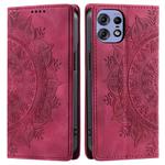 For Motorola Edge 50 Pro Totem Embossed Magnetic Leather Phone Case(Red)