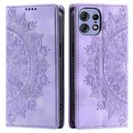 For Motorola Edge 50 Pro Totem Embossed Magnetic Leather Phone Case(Purple)