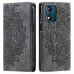 For Motorola Moto E14 Totem Embossed Magnetic Leather Phone Case(Grey)