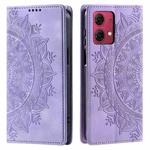 For Motorola Moto G85 Totem Embossed Magnetic Leather Phone Case(Purple)